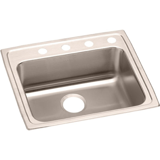 Lustertone Classic 19.5" x 22" x 5.5" Stainless Steel Single-Basin Drop-In Kitchen Sink - 4 Faucet Holes