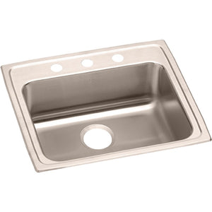 Lustertone Classic 19.5' x 22' x 6.5' Stainless Steel Single-Basin Drop-In Kitchen Sink - 3 Faucet Holes