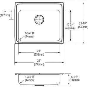 Lustertone Classic 21.25' x 25' x 5.5' Stainless Steel Single-Basin Drop-In Kitchen Sink