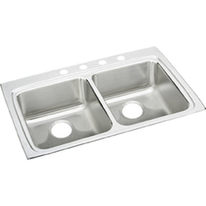 Lustertone Classic 22' x 33' x 6.5' Stainless Steel Double-Basin Drop-In Kitchen Sink