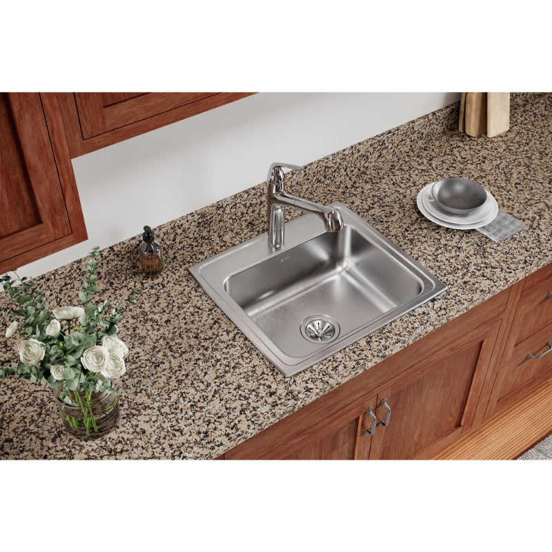Celebrity 19.5' x 22' x 7.13' Stainless Steel Single-Basin Drop-In Kitchen Sink - 1 Faucet Hole