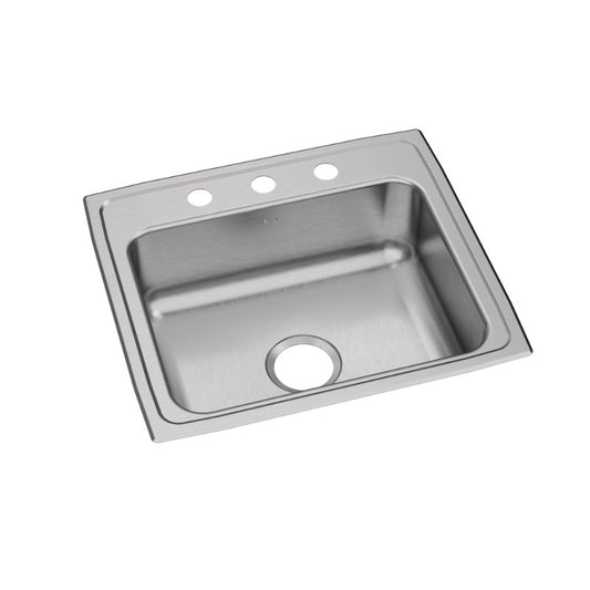 Celebrity 19.5" x 22" x 7.13" Stainless Steel Single-Basin Drop-In Kitchen Sink - 3 Faucet Holes
