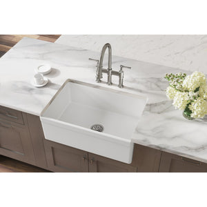 19.94' x 30' x 10.06' Fireclay Single-Basin Farmhouse Kitchen Sink in White