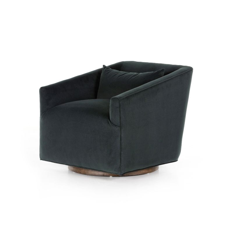 York Swivel Chair in Modern Velvet Smoke (31.5' x 35' x 28.5')