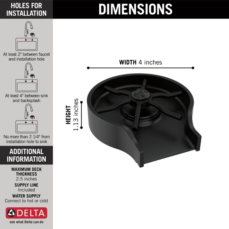 Glass Rinser Kitchen Faucet in Matte Black