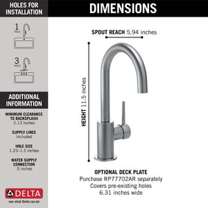 Trinsic Bar Kitchen Faucet in Arctic Stainless 1.5 gpm