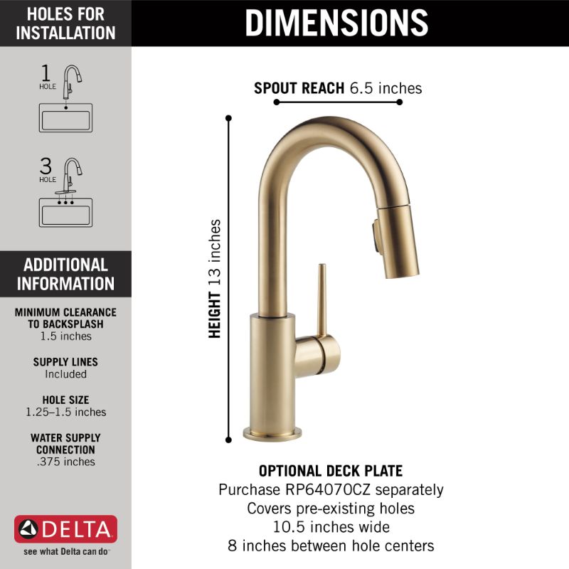 Trinsic Bar Kitchen Faucet in Champagne Bronze 1.8 gpm