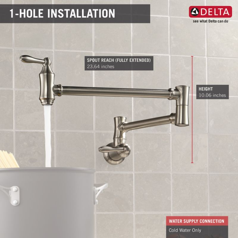 Traditional Pot Filler Kitchen Faucet in Stainless