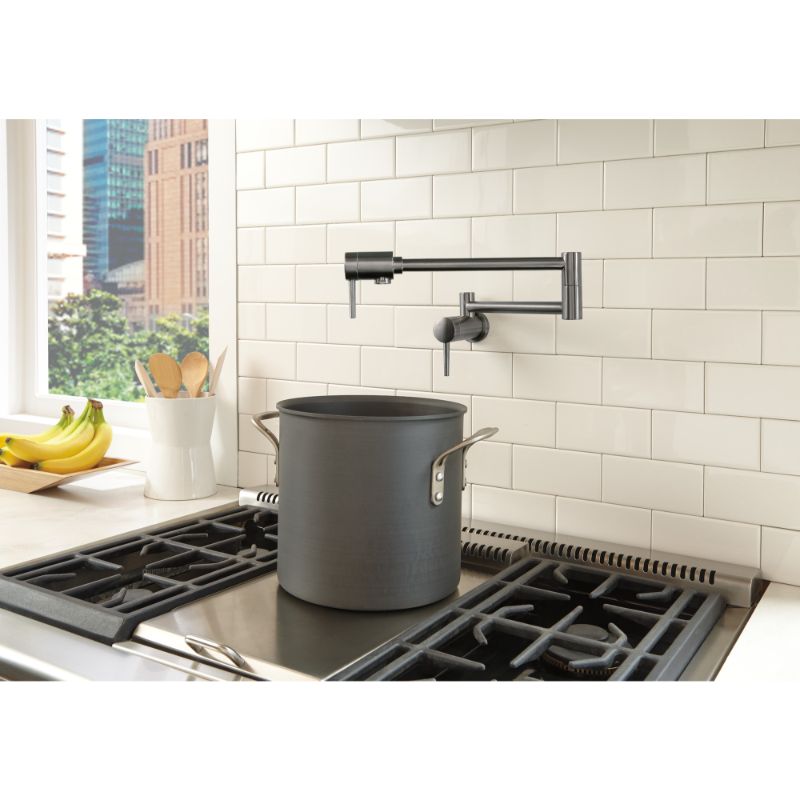 Contemporary Pot Filler Kitchen Faucet in Black Stainless
