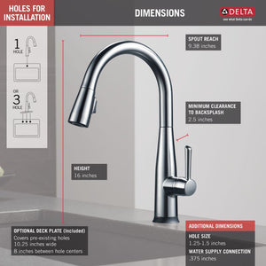 Essa Pull-Down Kitchen Faucet in Arctic Stainless with Touch and Voice Control)