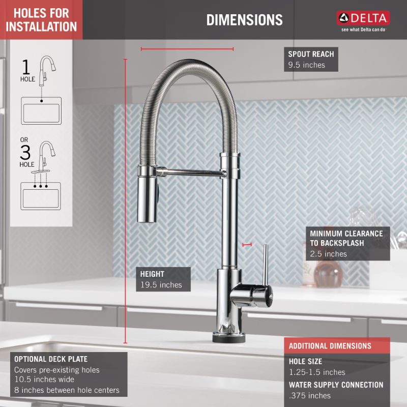 Trinsic Pre-Rinse Kitchen Faucet in Chrome with Touch Control