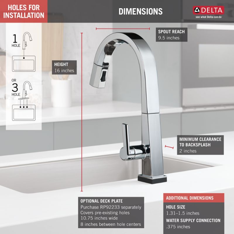Pivotal Pull-Down Kitchen Faucet in Chrome with Touch Control