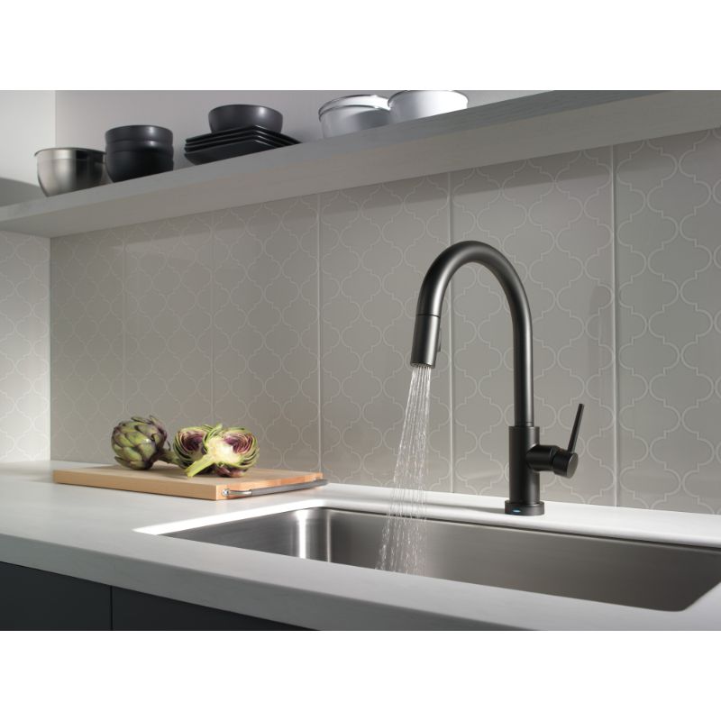 Trinsic Pull-Down Kitchen Faucet in Matte Black with Touch and Voice Control