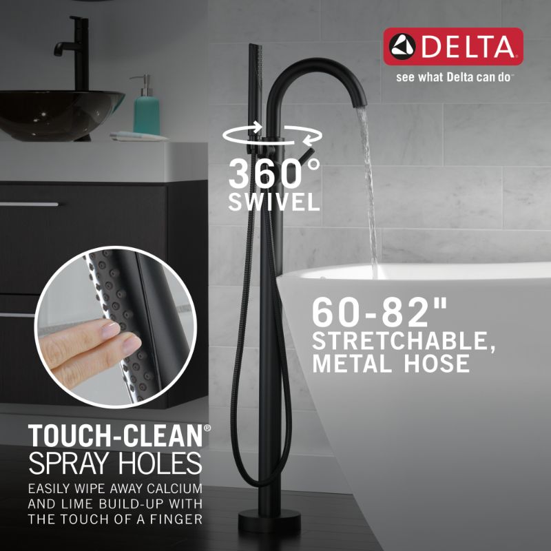 Trinsic Single-Handle Freestanding Roman Tub Filler in Matte Black