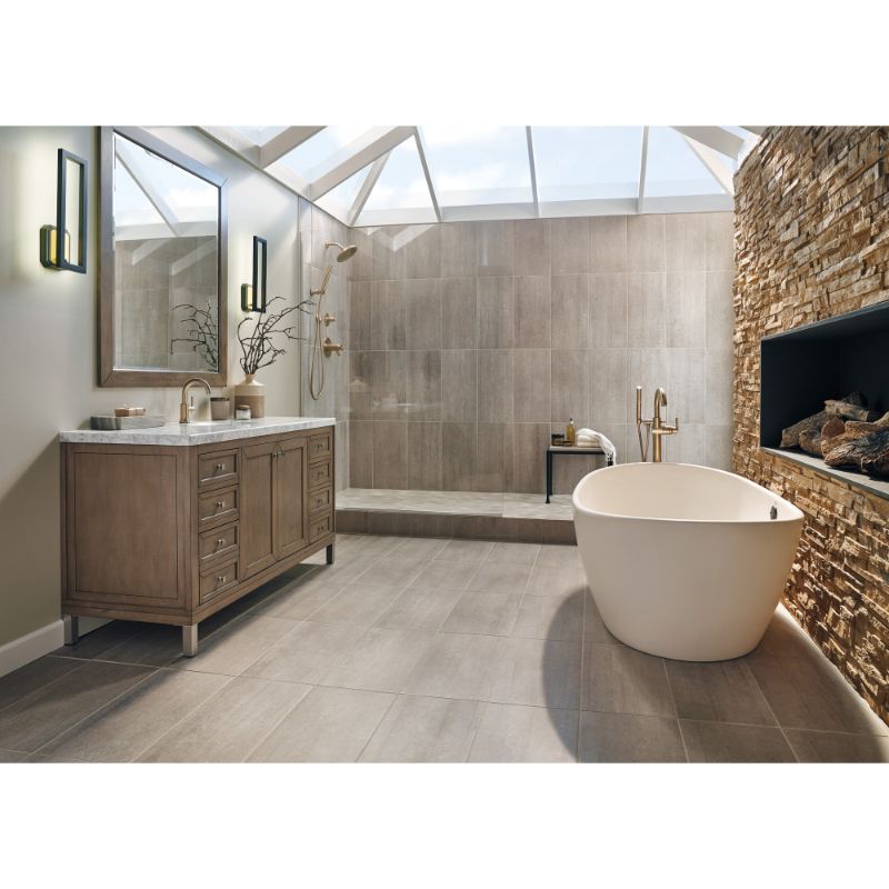 Trinsic Single-Handle Freestanding Roman Tub Filler in Champagne Bronze