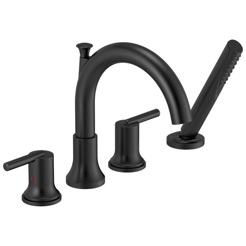 Trinsic Two-Handle Roman Tub Faucet in Matte Black with Side Spray
