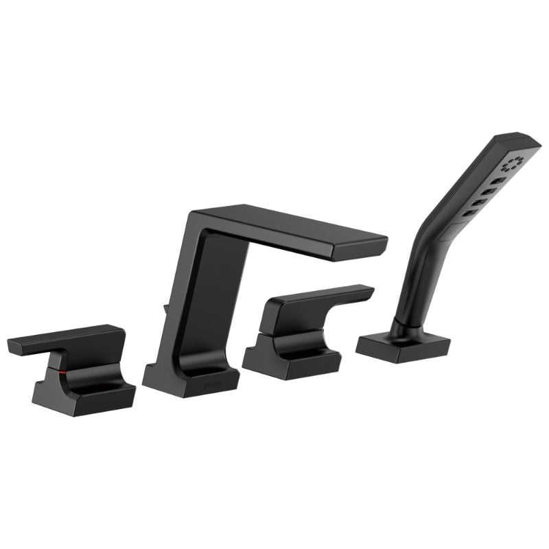 Pivotal Two-Handle Roman Tub Faucet in Matte Black