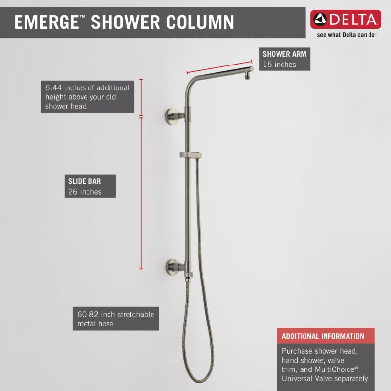 Universal Showering Components Round Shower Column in Stainless