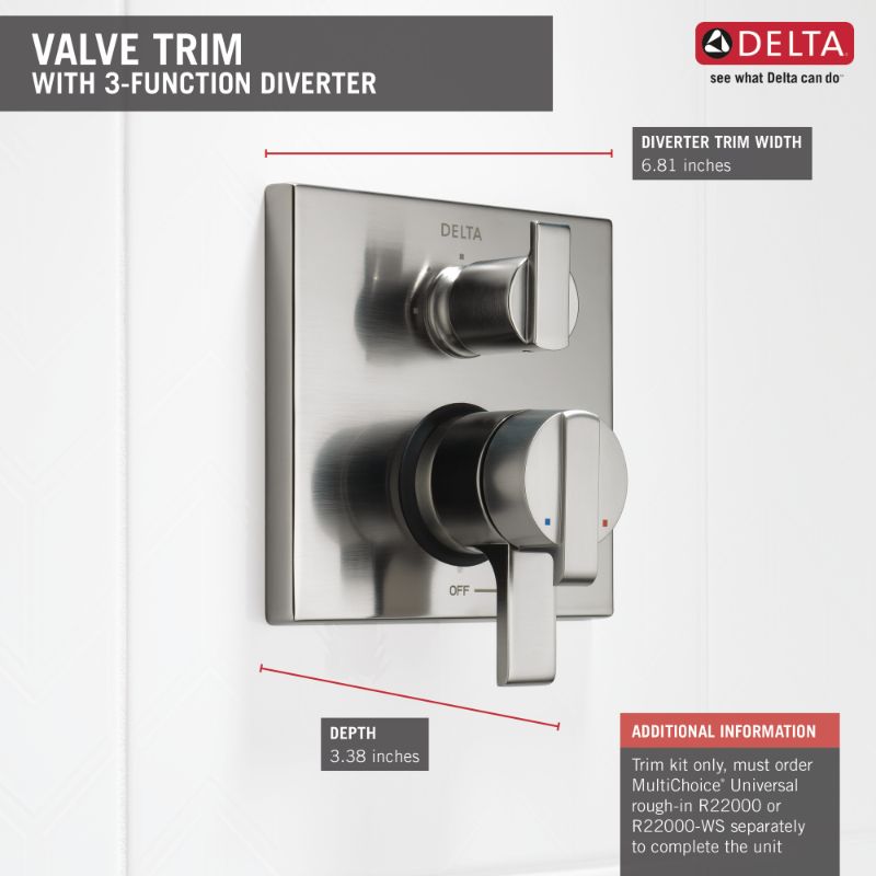 Ara Two-Handle 3-Setting Control Trim in Stainless