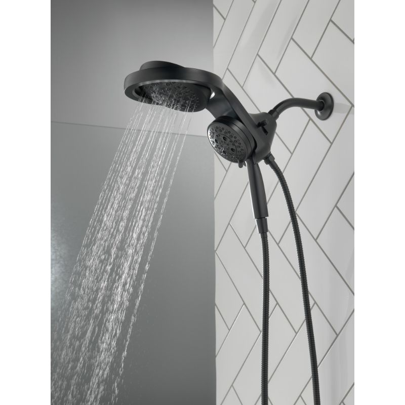Universal Showering Components 7.88' Showerhead in Matte Black - Pull Down Hand Shower