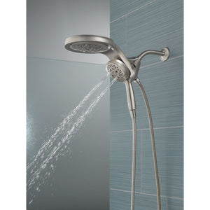 Universal Showering Components 5 Spray Settings Showerhead in Stainless - Pull Down Hand Shower