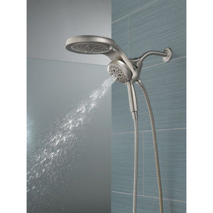 Universal Showering Components 5 Spray Settings Showerhead in Stainless - Pull Down Hand Shower