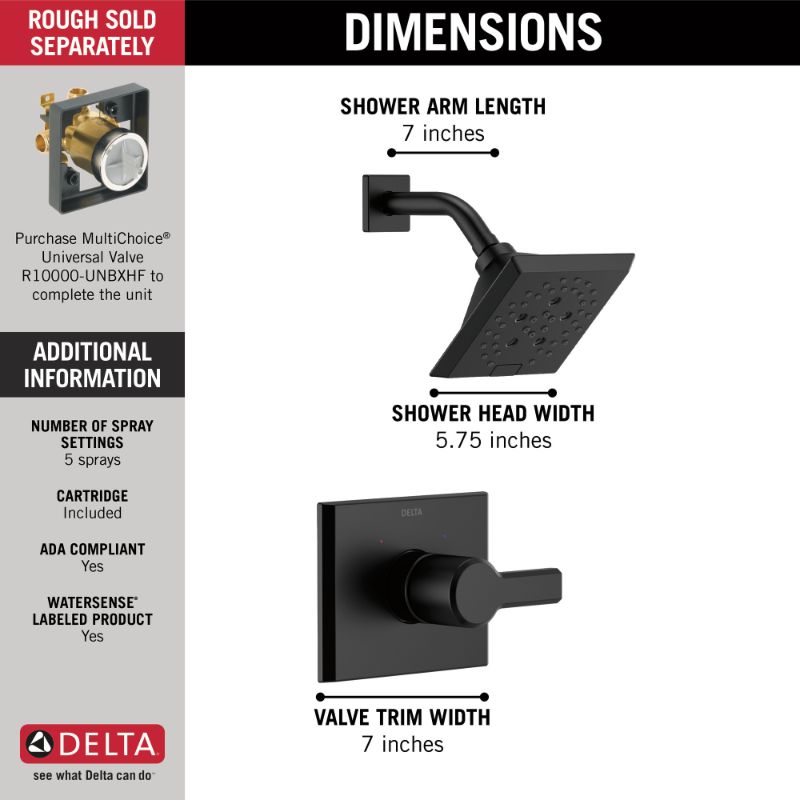 Pivotal Single-Handle Shower Only Faucet in Matte Black
