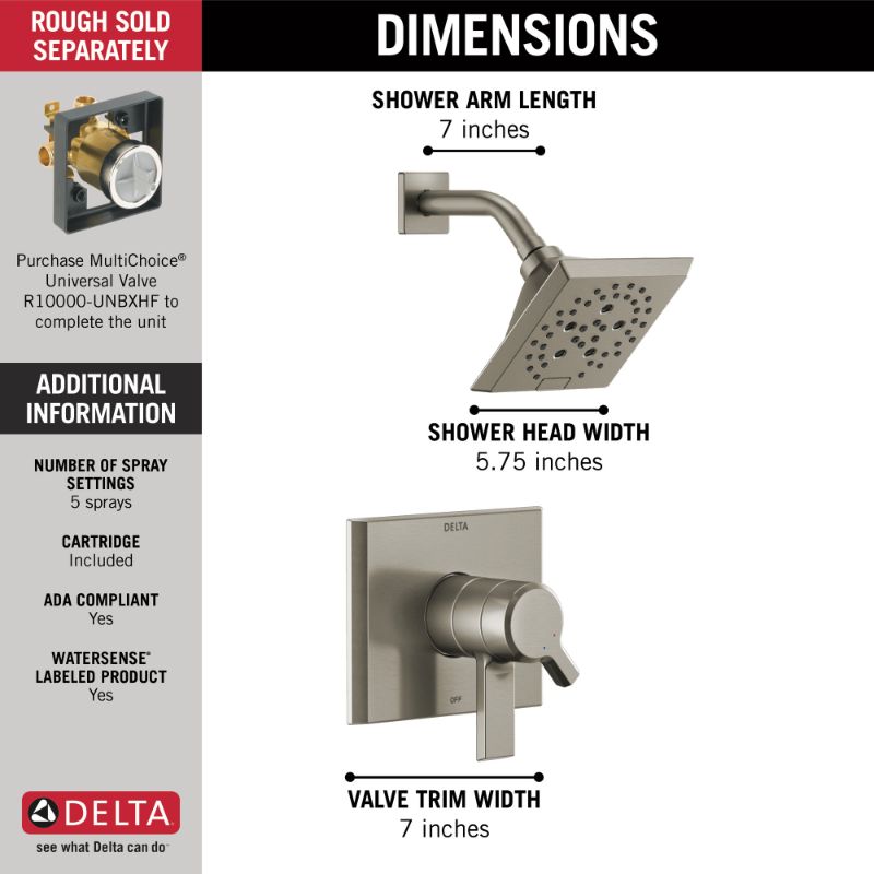 Pivotal Single-Handle Shower Only Faucet in Stainless with Volume & Temperature Control