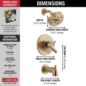 Trinsic Single-Handle Tub & Shower Faucet in Champagne Bronze with Volume & Temperature Control