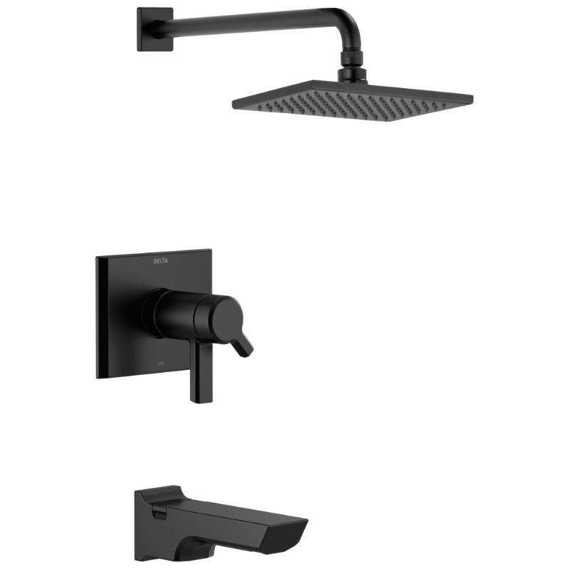Pivotal Single-Handle Tub & Shower Faucet in Matte Black - Single Spray Setting