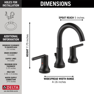Trinsic Widespread Vanity Faucet in Matte Black
