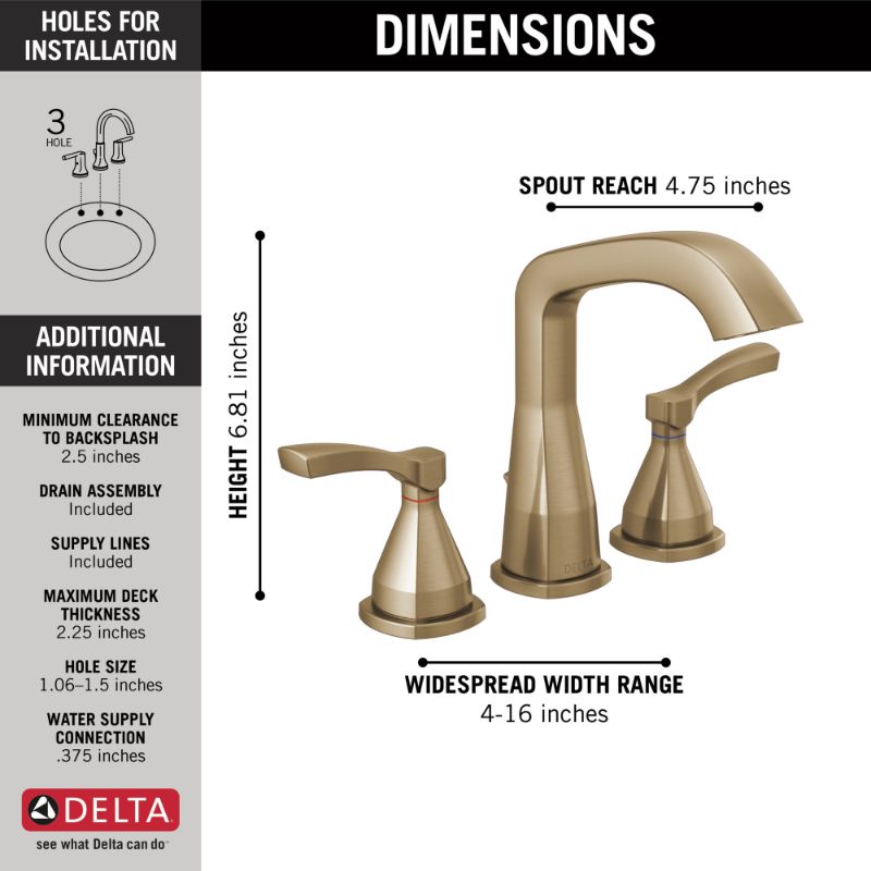 Stryke Widespread Vanity Faucet in Champagne Bronze