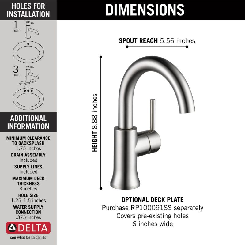 Trinsic Single-Handle High-Arc Vanity Faucet in Stainless