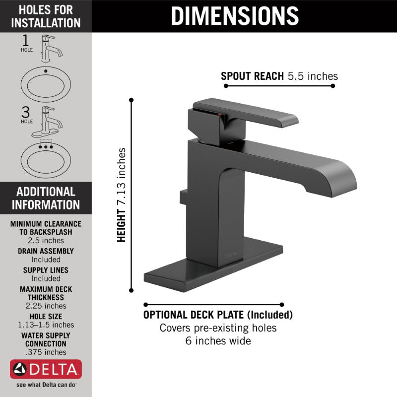 Ara Single-Handle Vanity Faucet in Matte Black