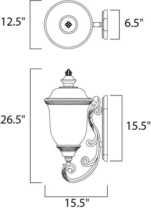 Carriage House DC 12.5' 3 Light Outdoor Wall Mount Light in Oriental Bronze with 6.5' Backplate