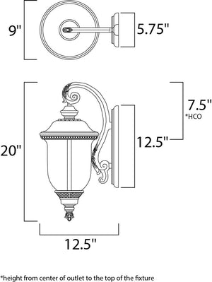 Carriage House DC 9' 2 Light Outdoor Wall Mount Light in Oriental Bronze with 5.75' Backplate
