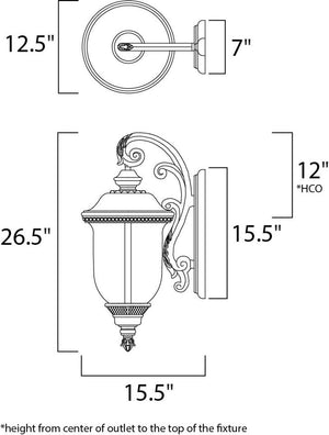 Carriage House DC 12.5' 3 Light Outdoor Wall Mount Light in Oriental Bronze with 7' Backplate