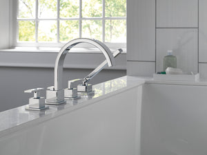 Vero Two-Handle Roman Tub Faucet in Chrome with Side Spray