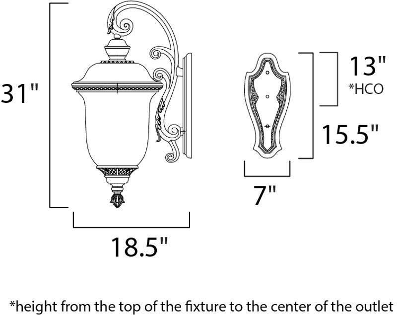 Carriage House VX 14' 3 Light Outdoor Hanging Wall Mount Light in Oriental Bronze