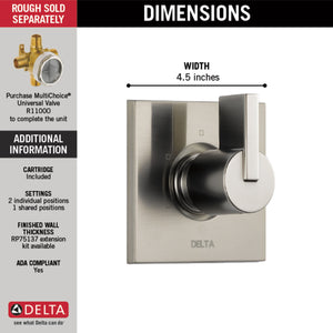 Vero Single-Handle 3-Setting Diverter Trim in Stainless