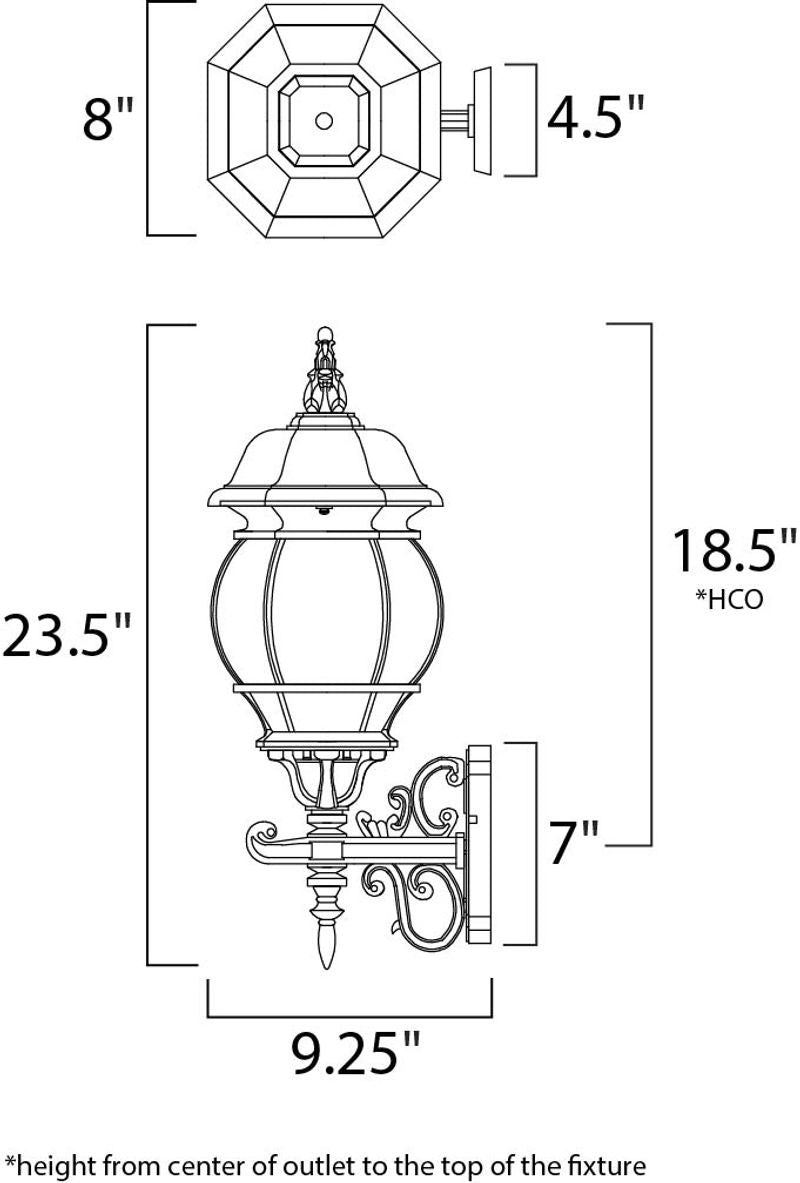 Crown Hill 23.5' 3 Light Outdoor Wall Mount Light in Black