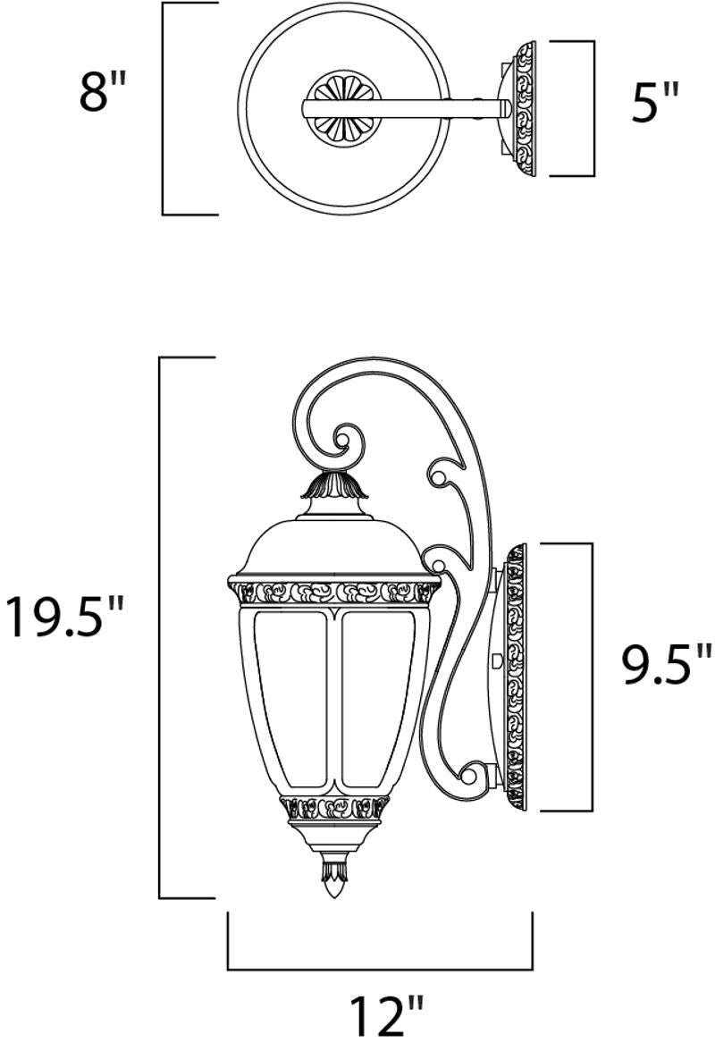 Knob Hill DC 8' 3 Light Outdoor Wall Mount Light in Sienna