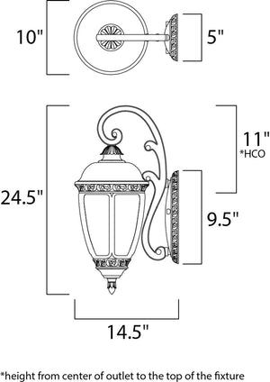 Knob Hill DC 10' 3 Light Outdoor Wall Mount Light in Sienna