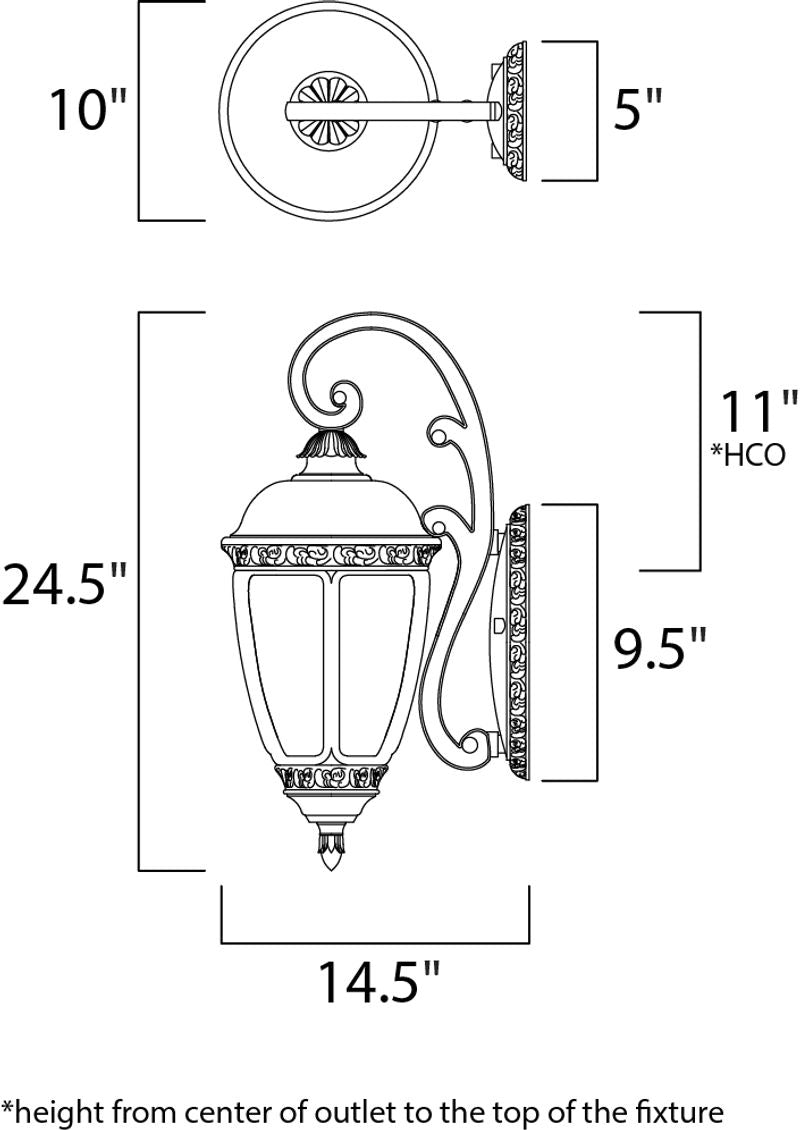 Knob Hill DC 10' 3 Light Outdoor Wall Mount Light in Sienna