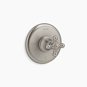 Artifacts Single Cross Handle Thermostatic Valve Trim in Vibrant Brushed Nickel
