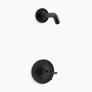 Purist Single Cross Handle Shower Only Faucet in Matte Black