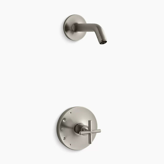 Purist Single Cross Handle Shower Only Faucet in Vibrant Brushed Nickel