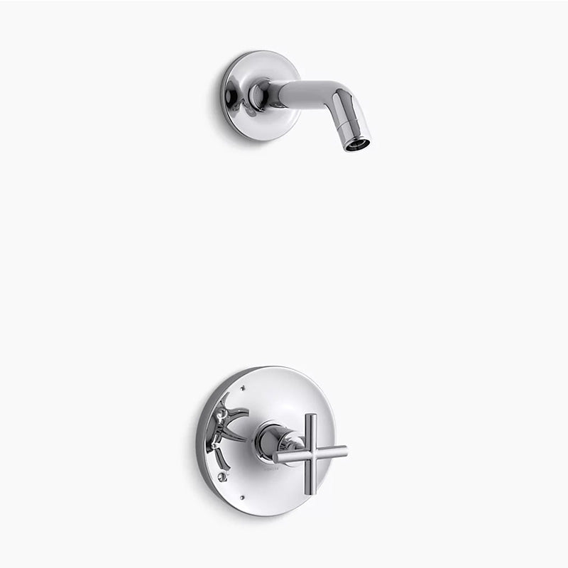 Purist Single Cross Handle Shower Only Faucet in Polished Chrome