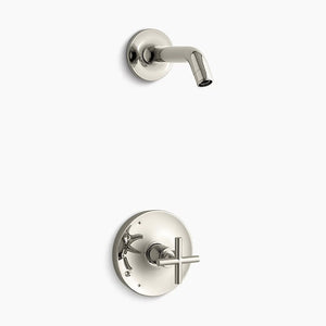 Purist Single Cross Handle Shower Only Faucet in Vibrant Polished Nickel