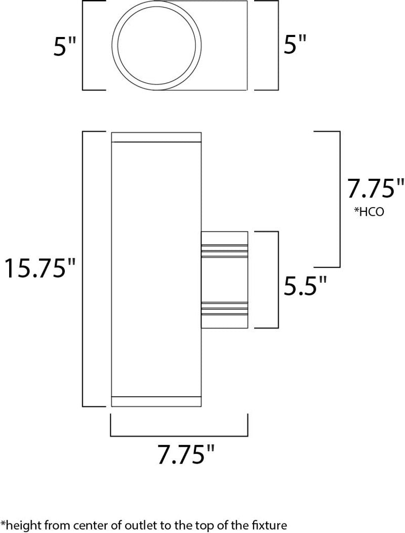 Lightray 5' 2 Light Outdoor Wall Sconce in Architectural Bronze